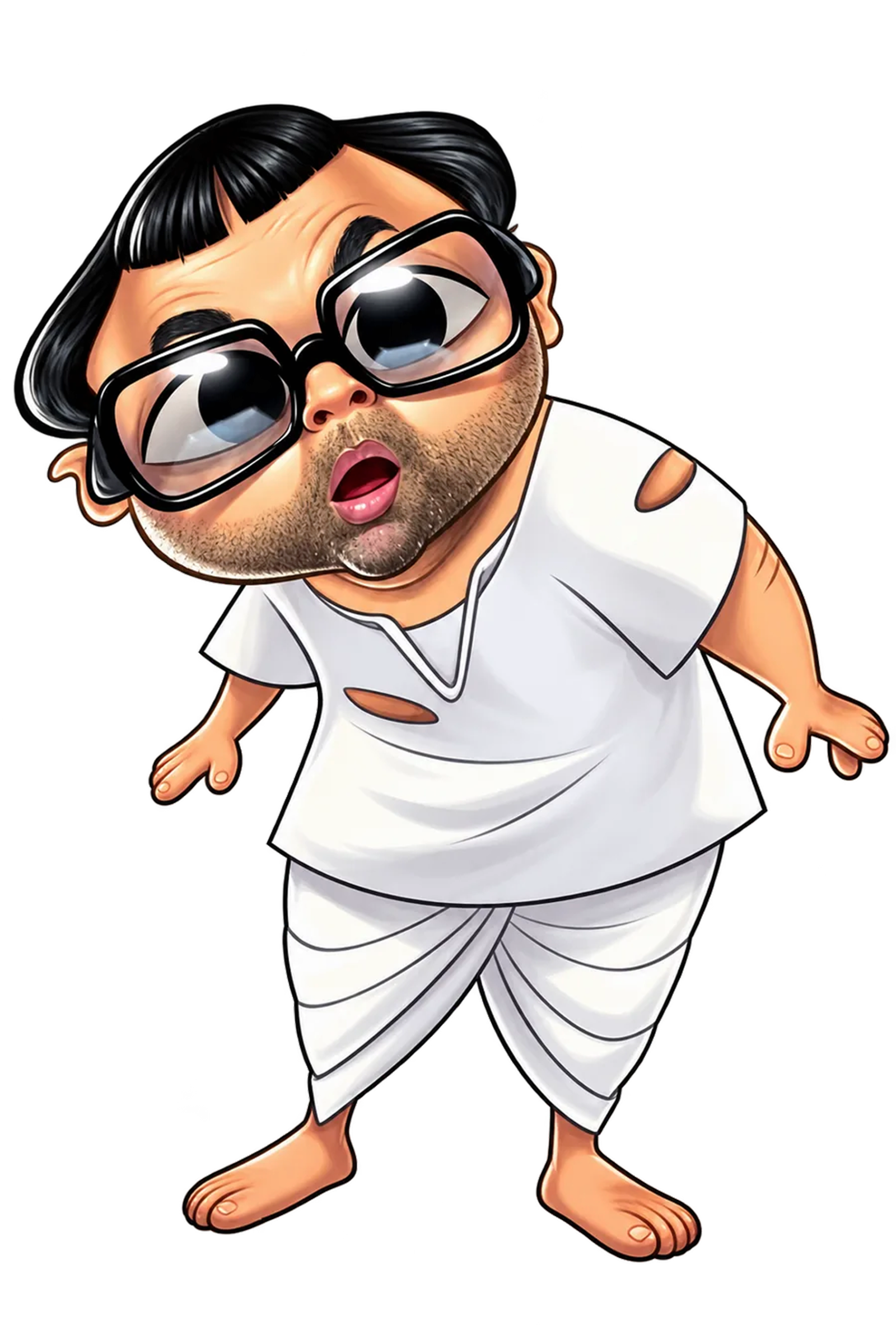 Nukkad mascot — shocked reaction character in white kurta and glasses